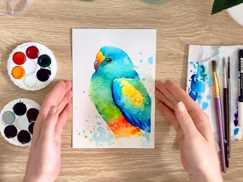 painting watercolour birds